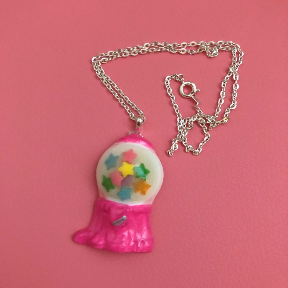 Gumball Machine & Pastel Stars Resin Necklace